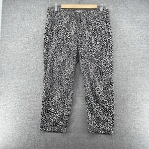 Banana Republis Wide Leg Pants Women Size Small Petite Animal Print Black